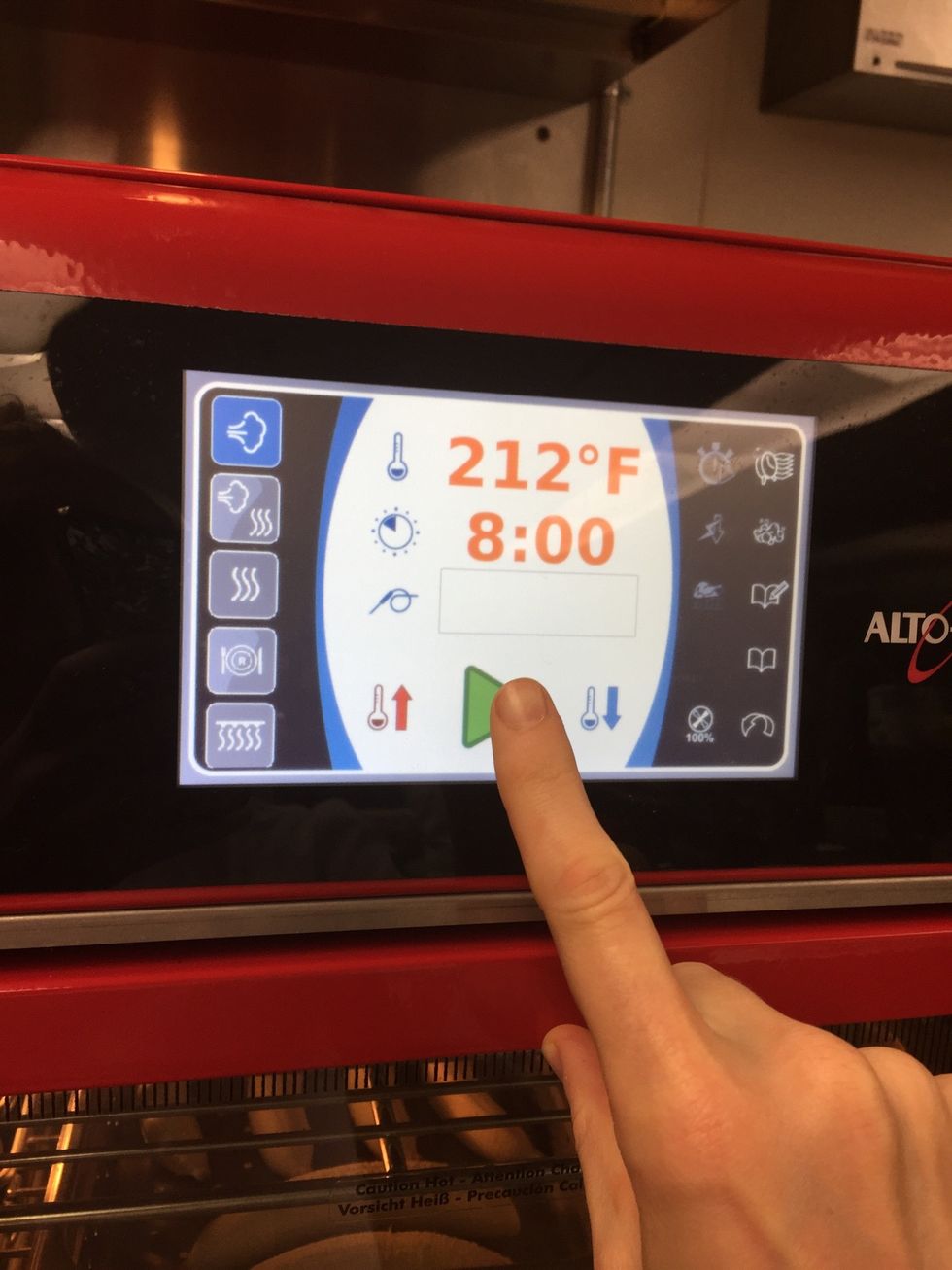 Steam at 212F (100C) for 8 minutes until soft.