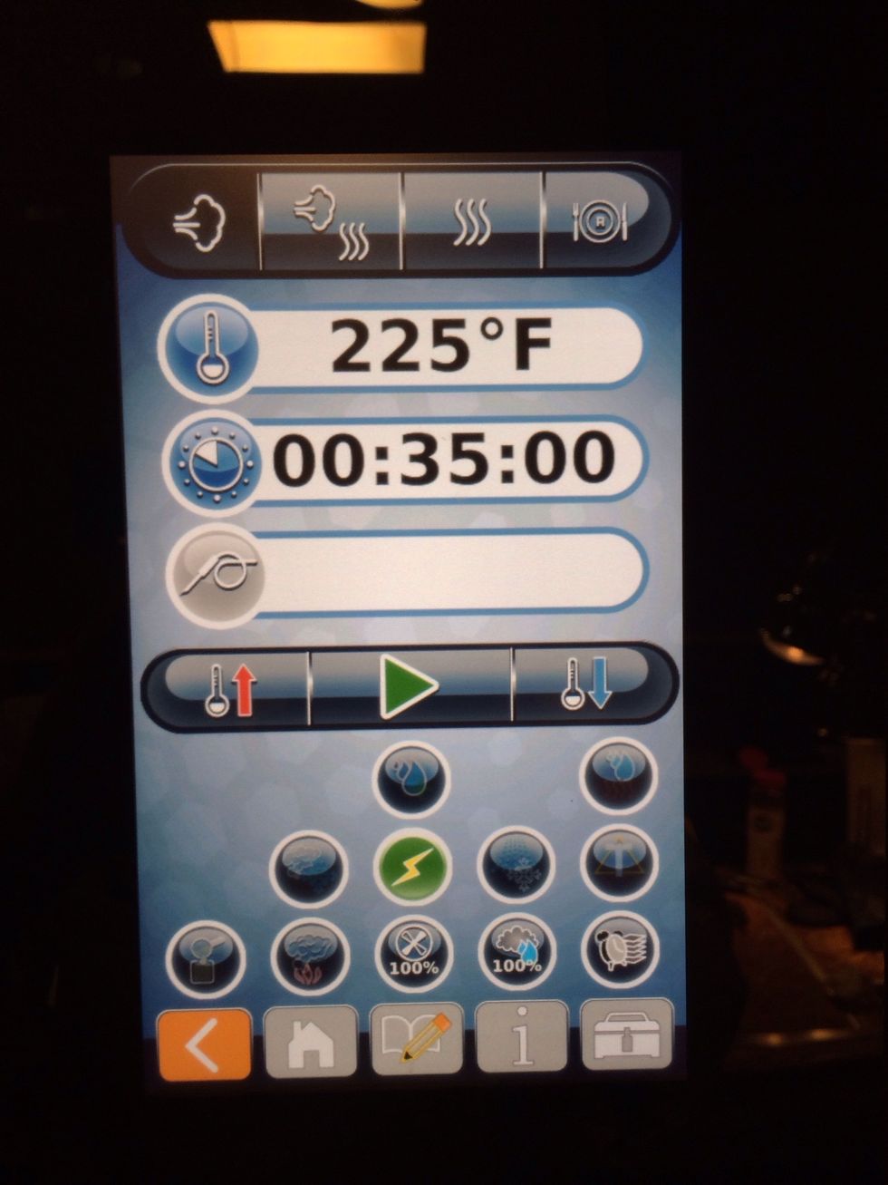 Steam at 225F (107C) for 30 minutes. Don't peel or cut potatoes.