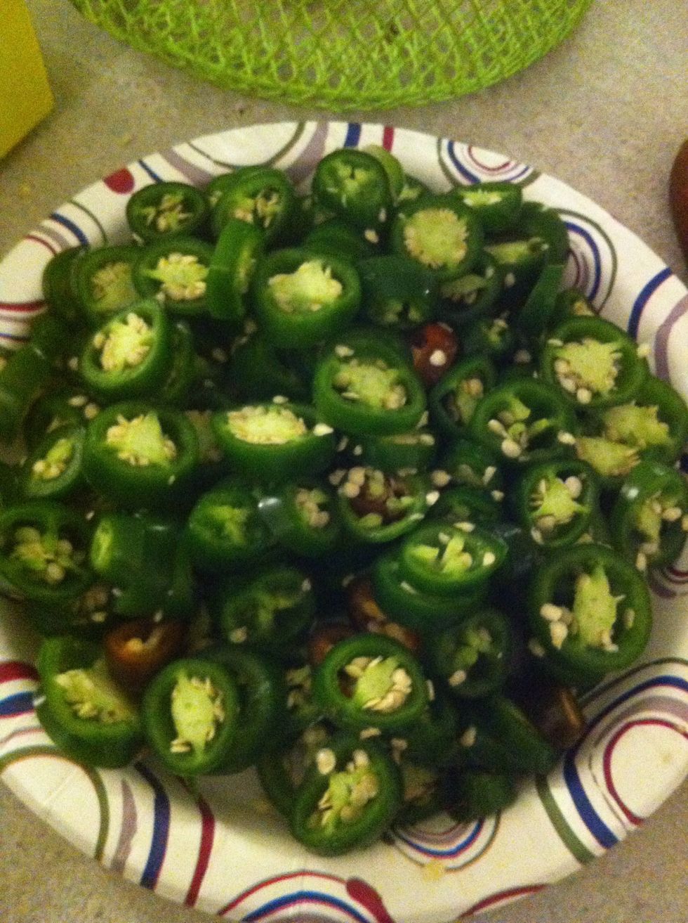 Step 1: Cut jalepenos into slices