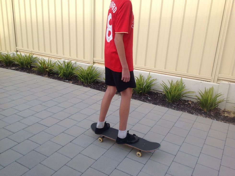 Step 1. First you just want to get used to your board and just ride around and sort of just warm up.