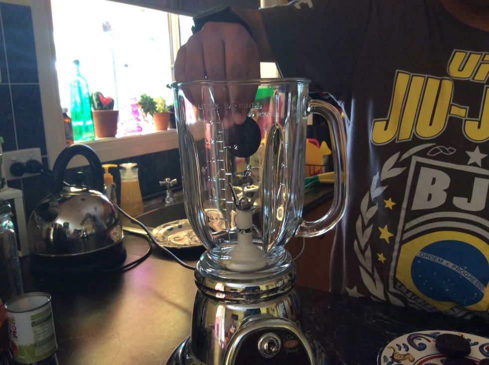 Step 1: Grab 6 Oreo cookies and place in the blender.