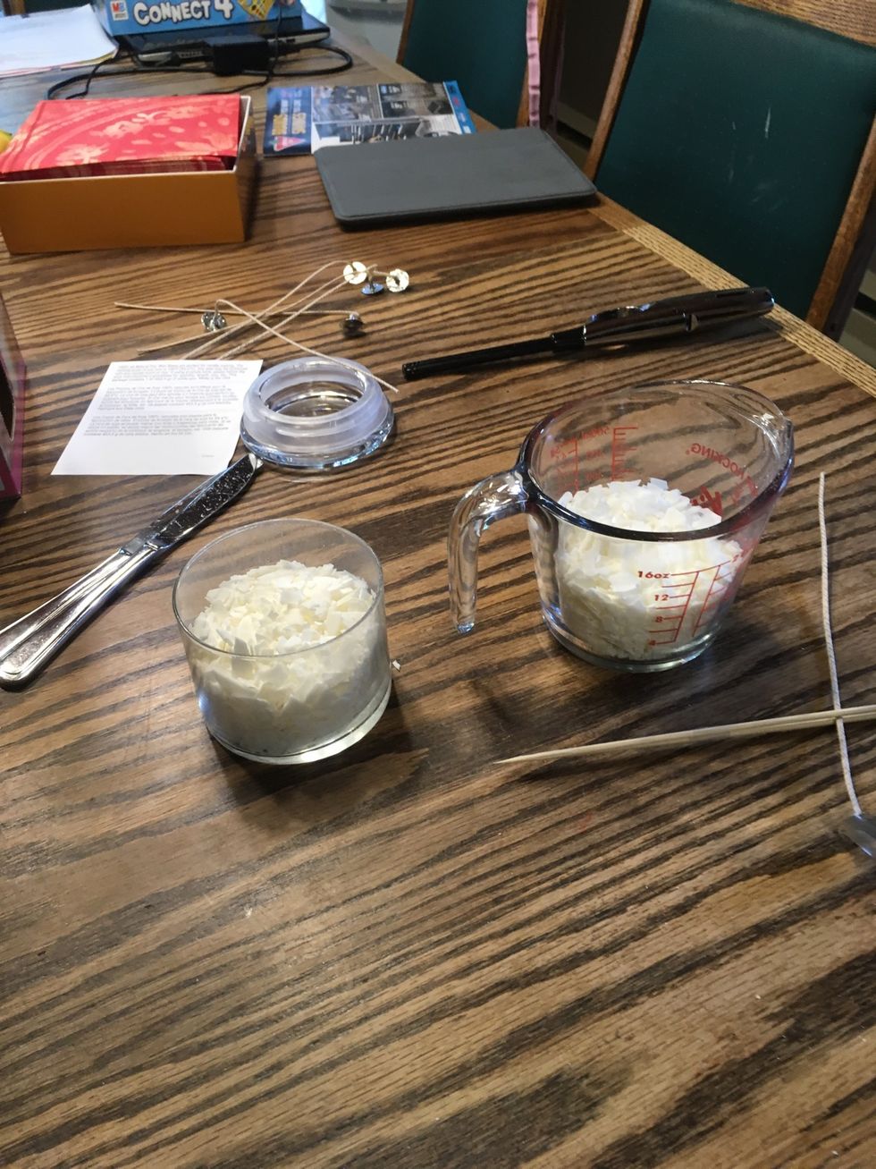 Step 1: Measure wax to 2X the candle jar