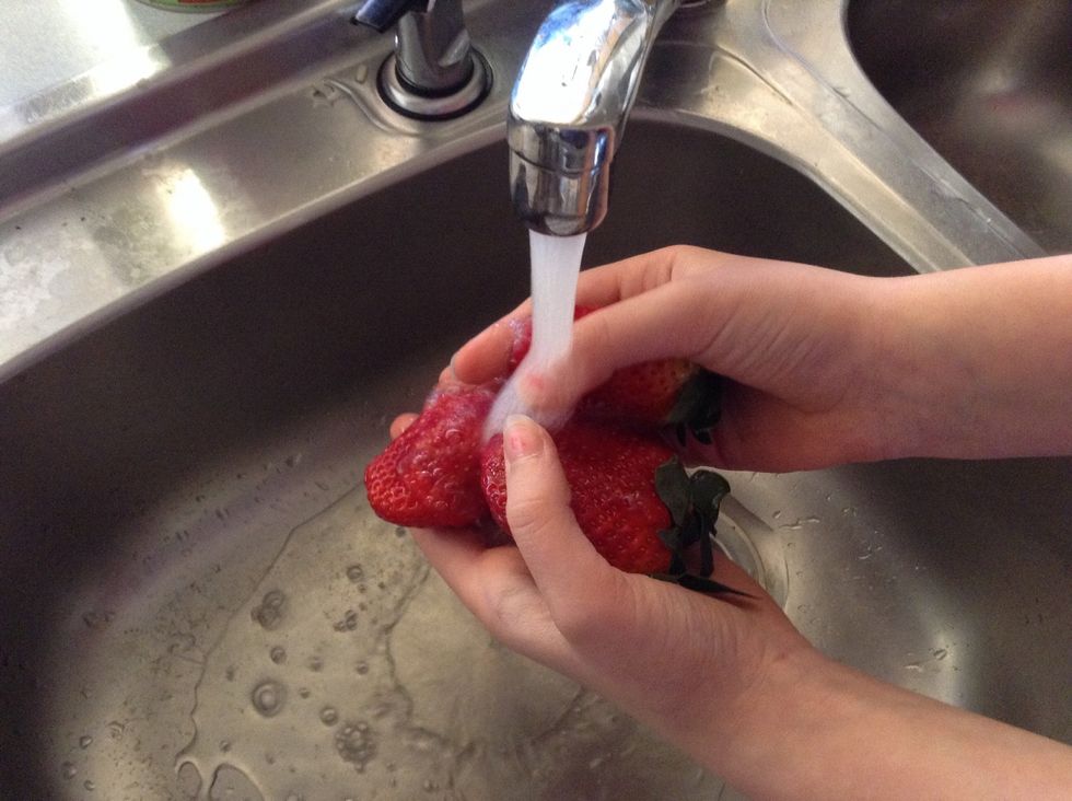 Step 1. Once you have gathered all your materials, get your strawberries\u00a0 and wash them well.