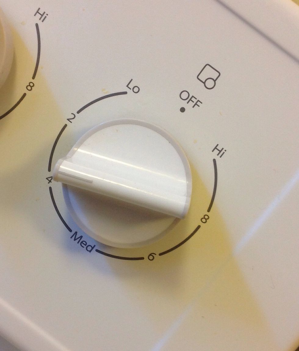 Step 1: set your stove to an appropriate heat (all stoves vary)