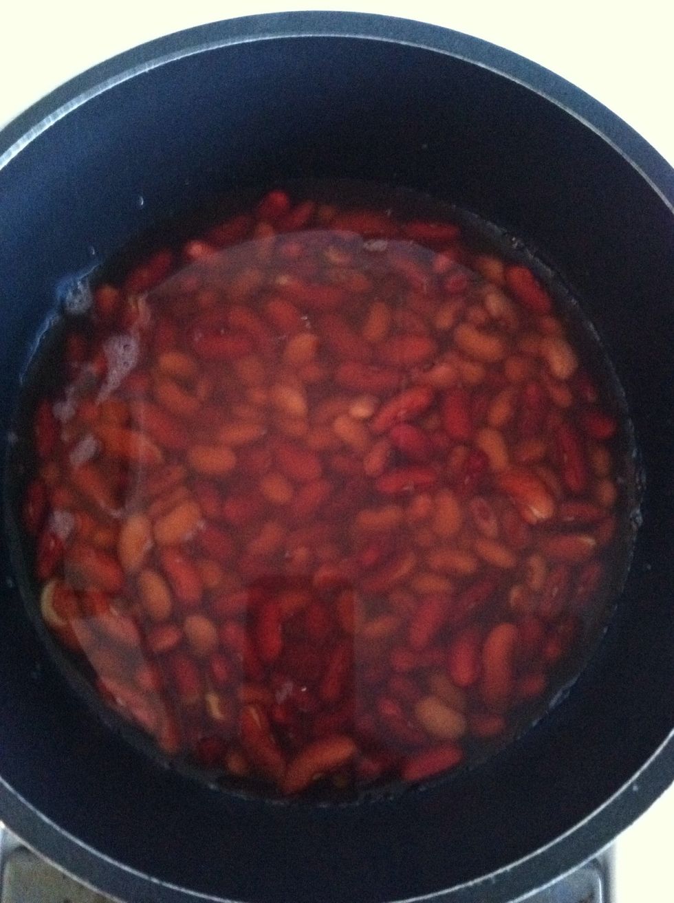 Step 1. Soak kidney beans in about 2 cups of water overnight
