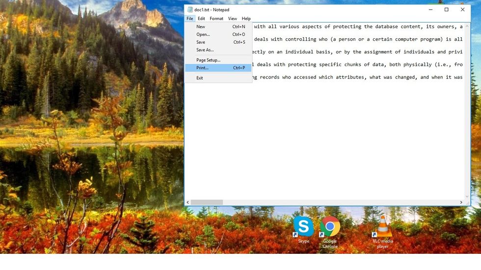 Step 1: To convert a document into PDF, simply open the text file into notepad and select the \u201cFile\u201d menu from the left upper corner of the screen. Now from the drop down list select\u201cPrint\u201d option.