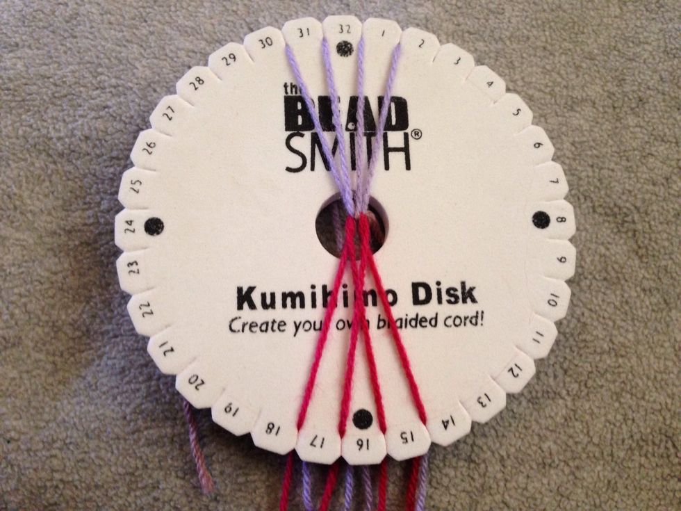 STEP 10 - Then thread 2 comes down and across to 16 to form a cross in the middle.