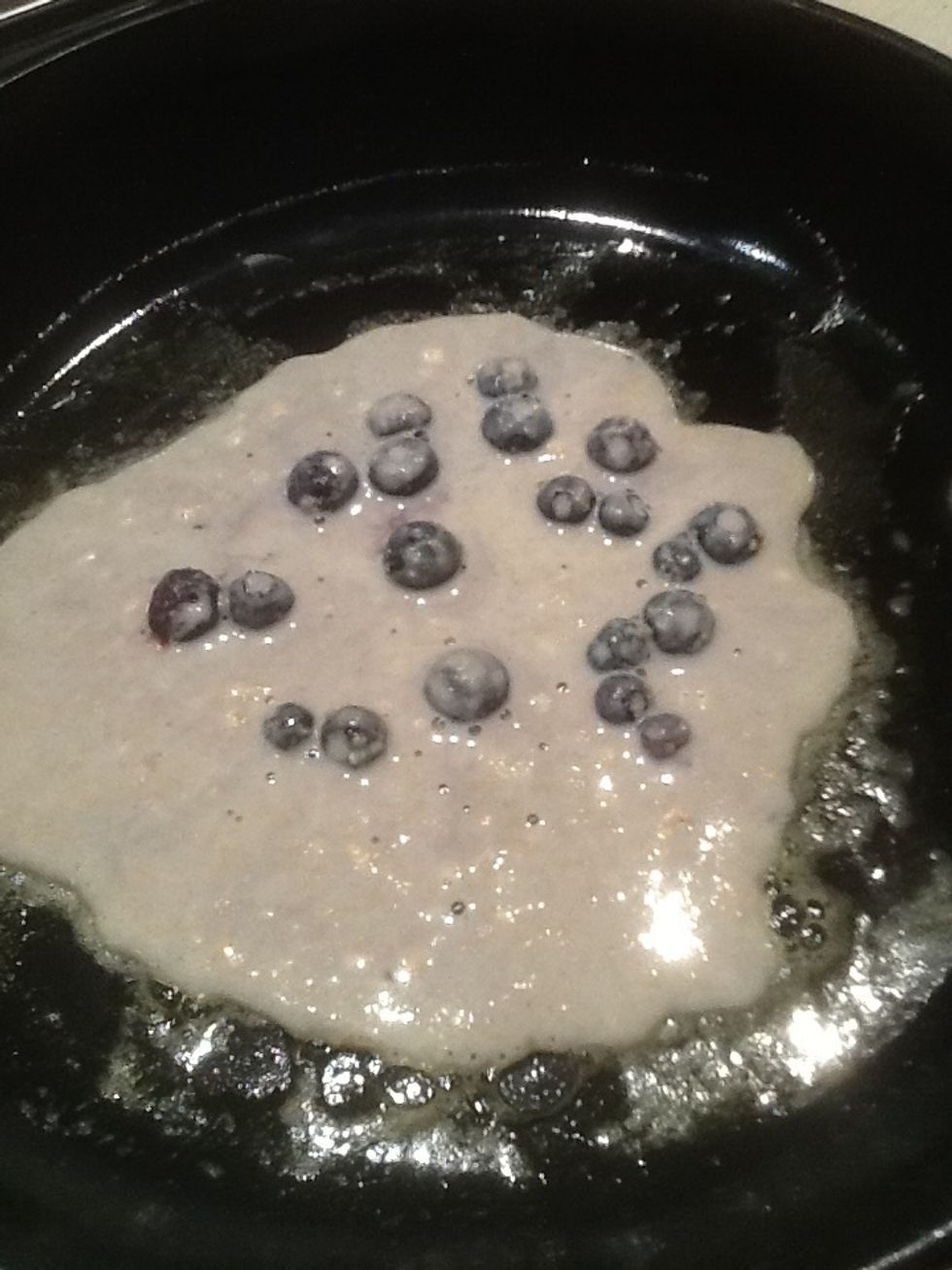Step 13: Cook pancakes until bubbles appear. Then flip over using a spatula.