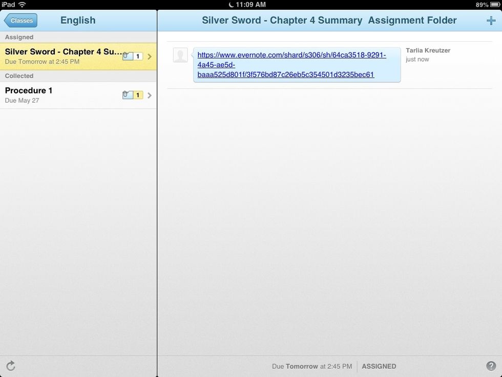 Step 13. Now the URL is blue and under lined, that will confirmed at the URL is active and your work is handed in.