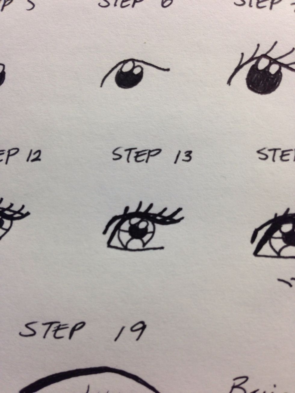 Step 13 Yeahh looking like an eye Now we need the bottom For this basic draw a flat line having the left connect with the top eye line :)