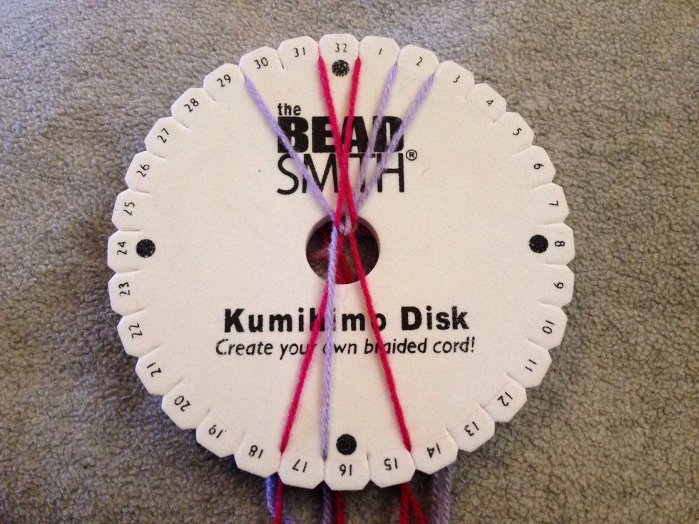 STEP 14 - Then bring thread 30 down to slit 16.