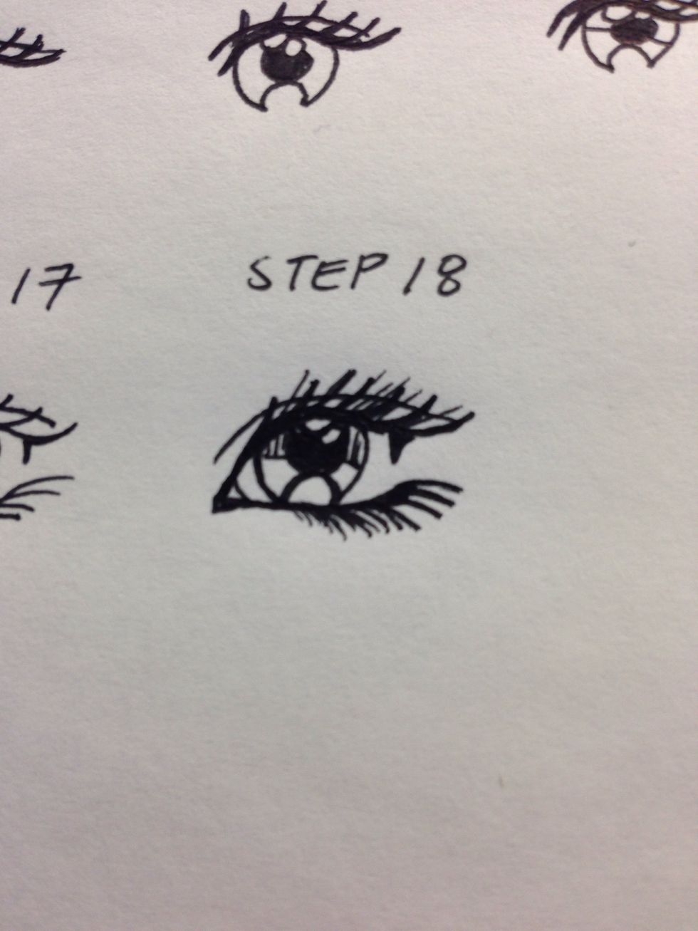 Step 18 Get creative fill in lashes or make the eye more detailed play around its ok to make a mistake :)