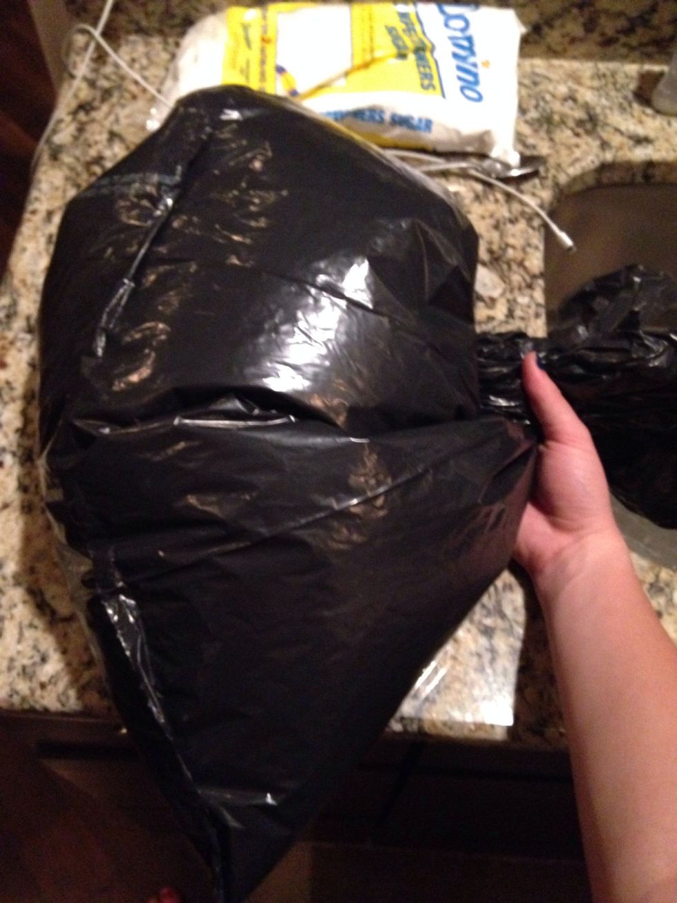 Step 19: Get a good grip on the opening of the bag and twist it shut. Start shaking and folding the bag to mix everything together. Don't be too rough because you may break the Chex.