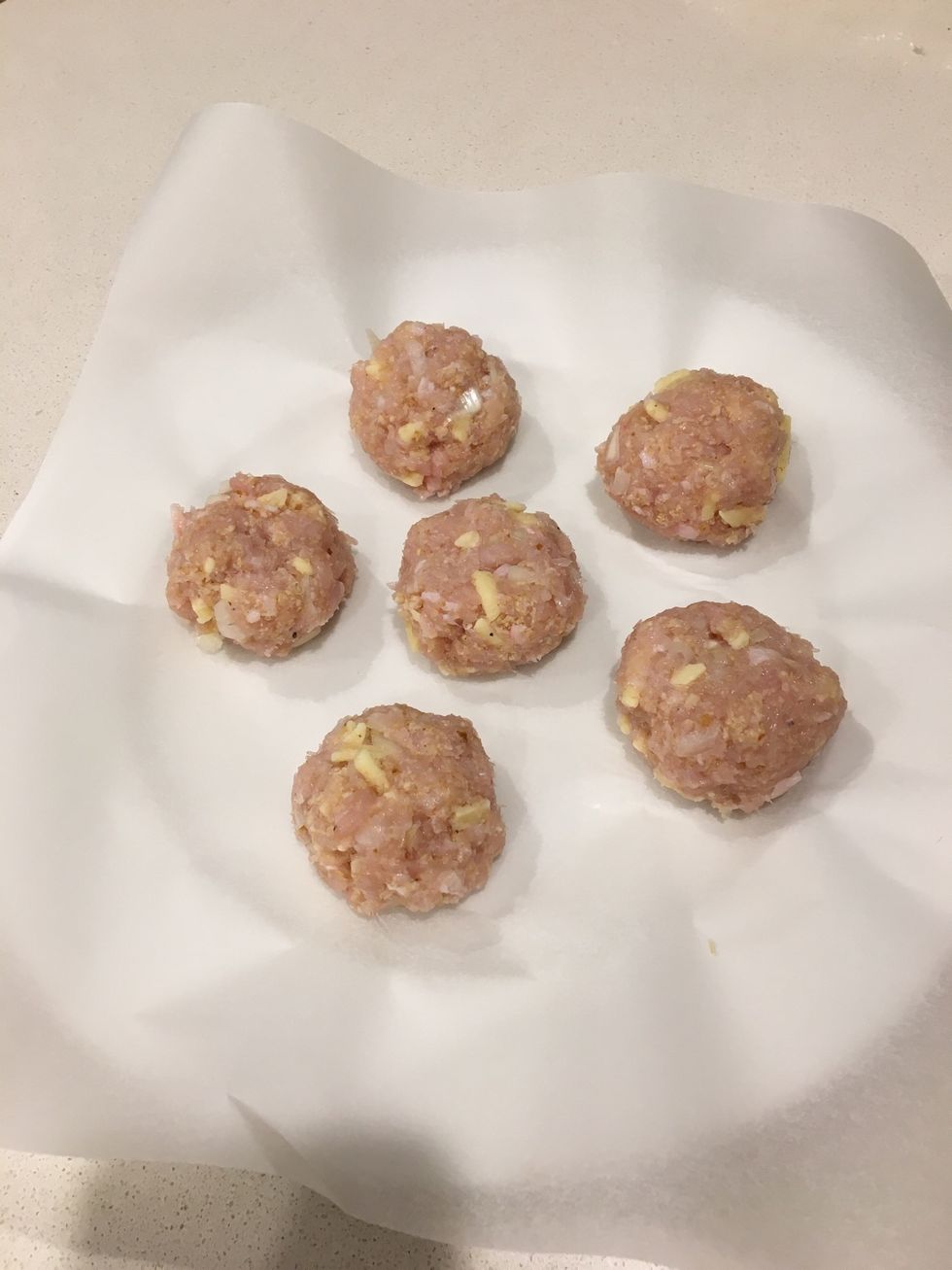 Step 2: After the mince is mixed up. Using heaped tablespoons of mixture at a time, shape into 12 small patties.