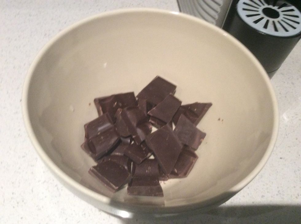 Step 2: break up the dark chocolate and put it into a bowl