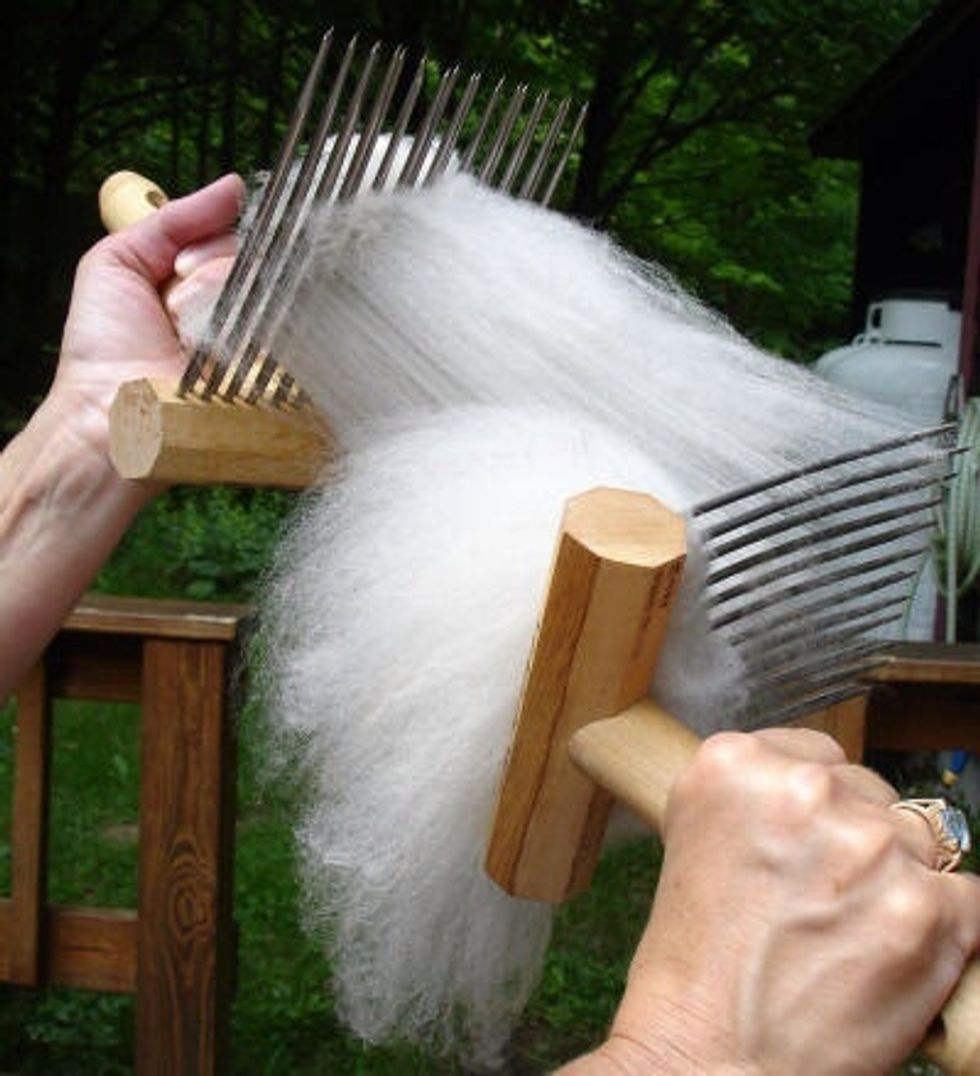 Step 2: Comb the wool until it is smooth.