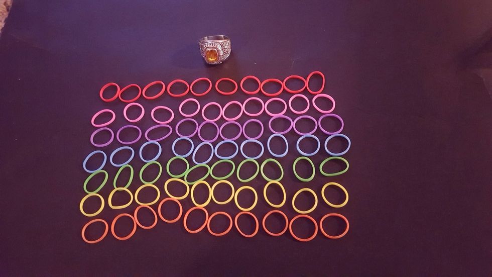 Step 2: Count out 10 bands of each color.