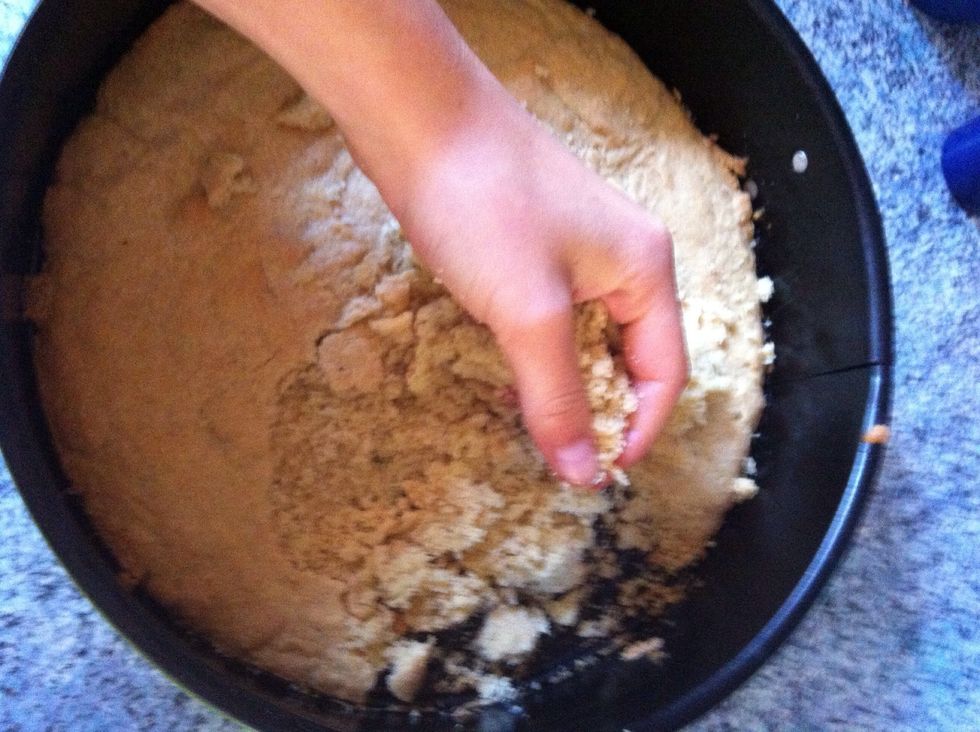 Step 2: Crumble the cake with your hands.