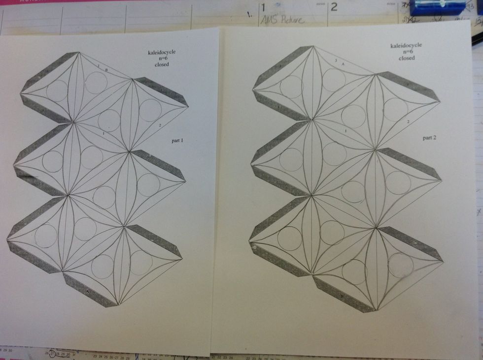 Step 2: Draw a design on the triangles on your template. You can draw the same design in each triangle or you can draw different designs.
