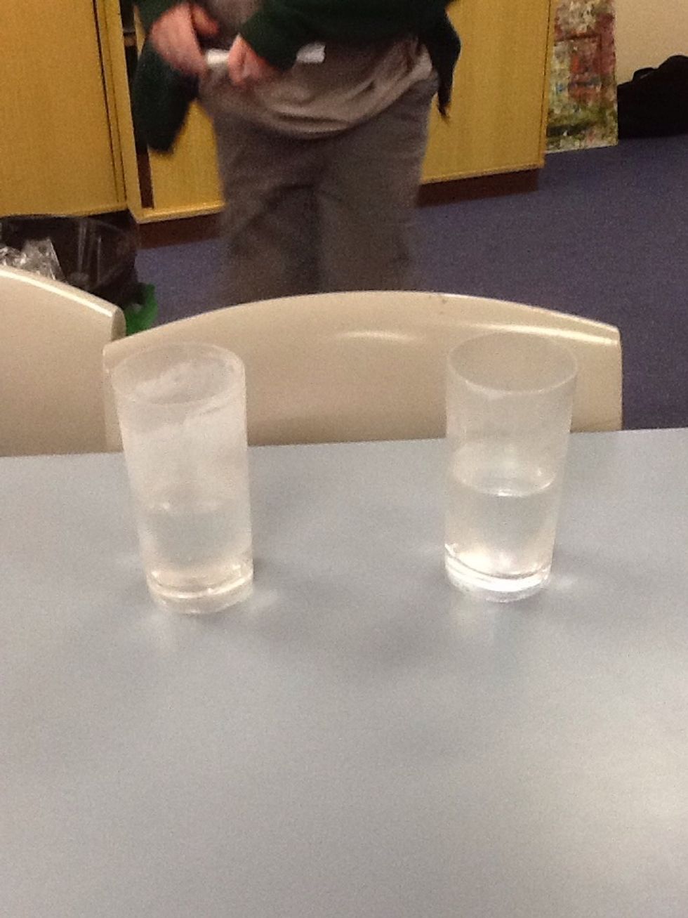 Step 2. Half fill both glasses with cold water.
