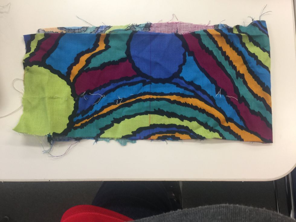 Step 2: Lay out your fabric 18 by 8cm