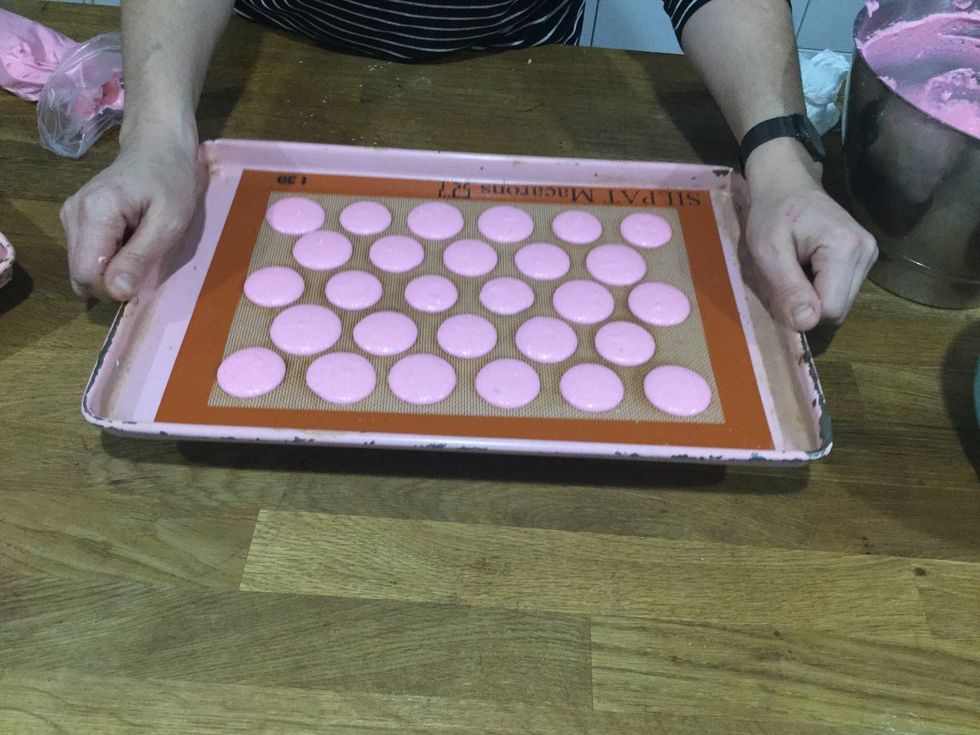 Step 2: Line a half sheet pan with a silicone mat or with parchment paper.