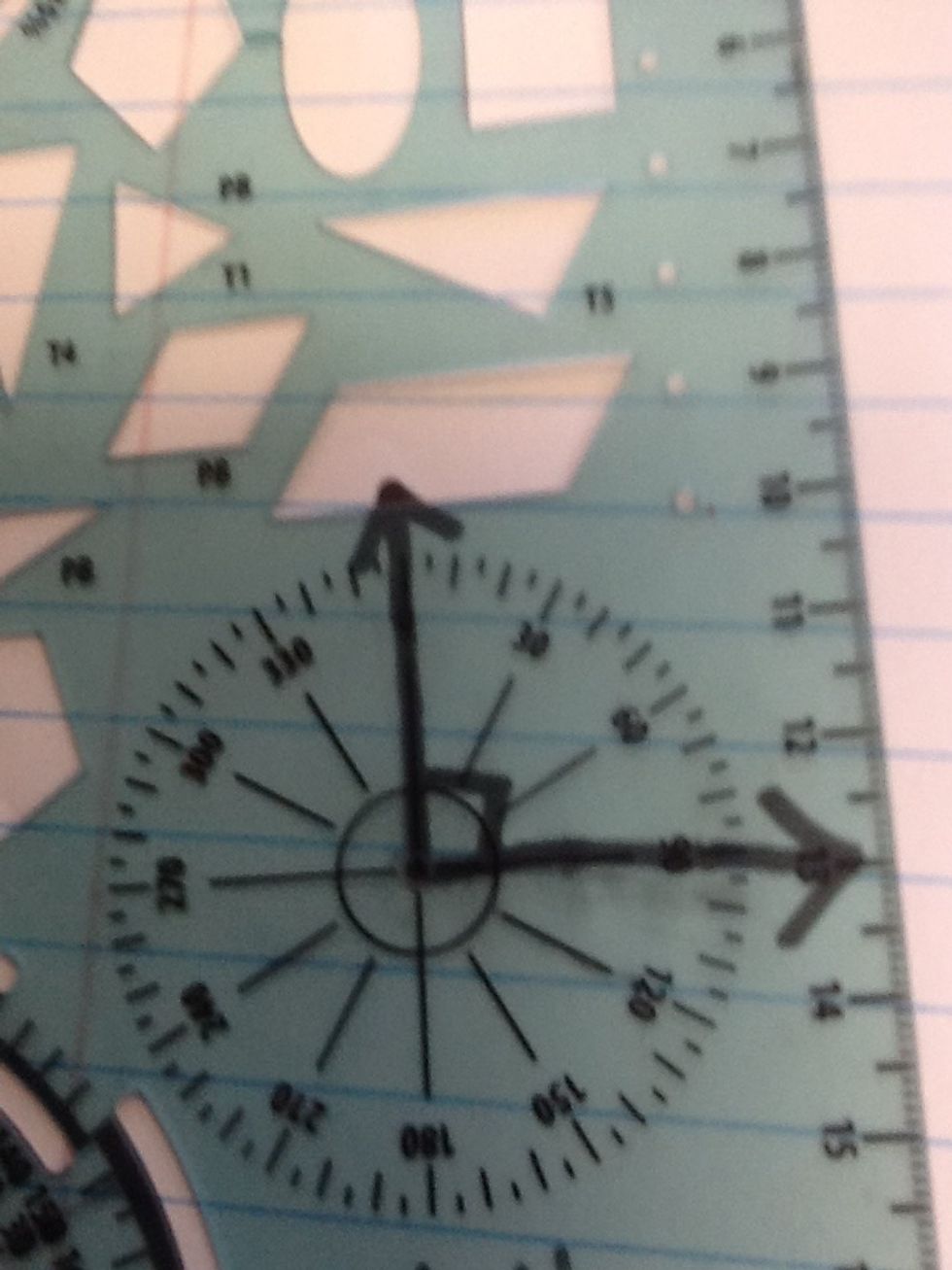 Step 2. Line up the 0 degrees mark with the side of the angle so that you can measure the angle clockwise and make sure that the middle of the protractor stays over the vertex of the angle.