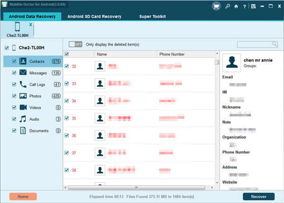 Step 2: Scan Huawei phone for lost contacts Step 3: Recover deleted contacts from Huawei phone https://www.mobikin.com/doctor-for-android/