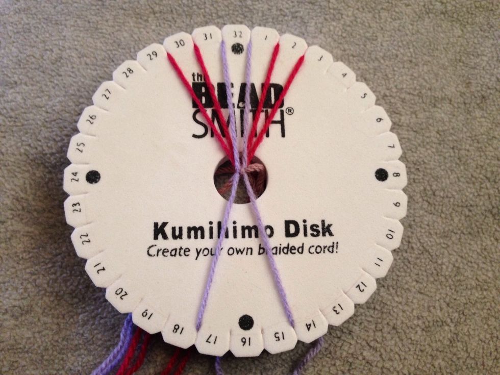 STEP 2 - Then take thread 15 up to slit 32.