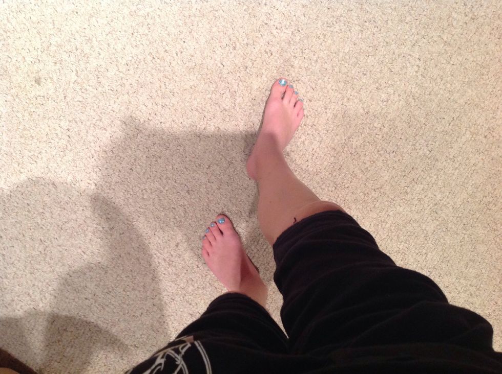 Step 2: There are two ways to do a stag leap,a front and side. We are going to start with the front leap. Start with your feet in fourth position.