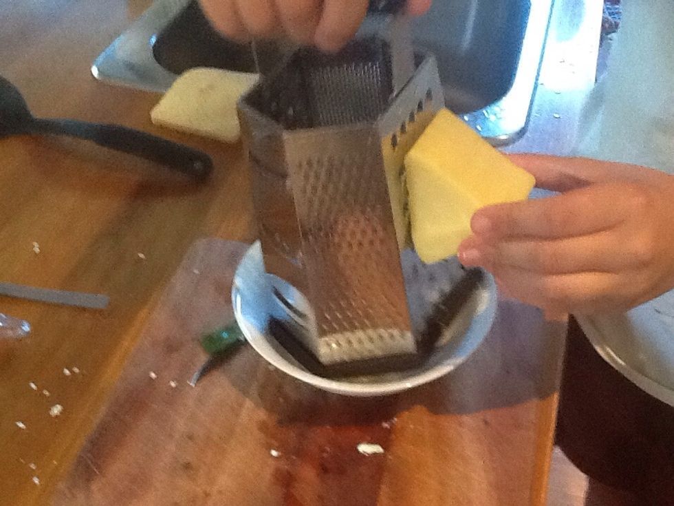 Step 2b) Grate the tasty cheese to about one handful