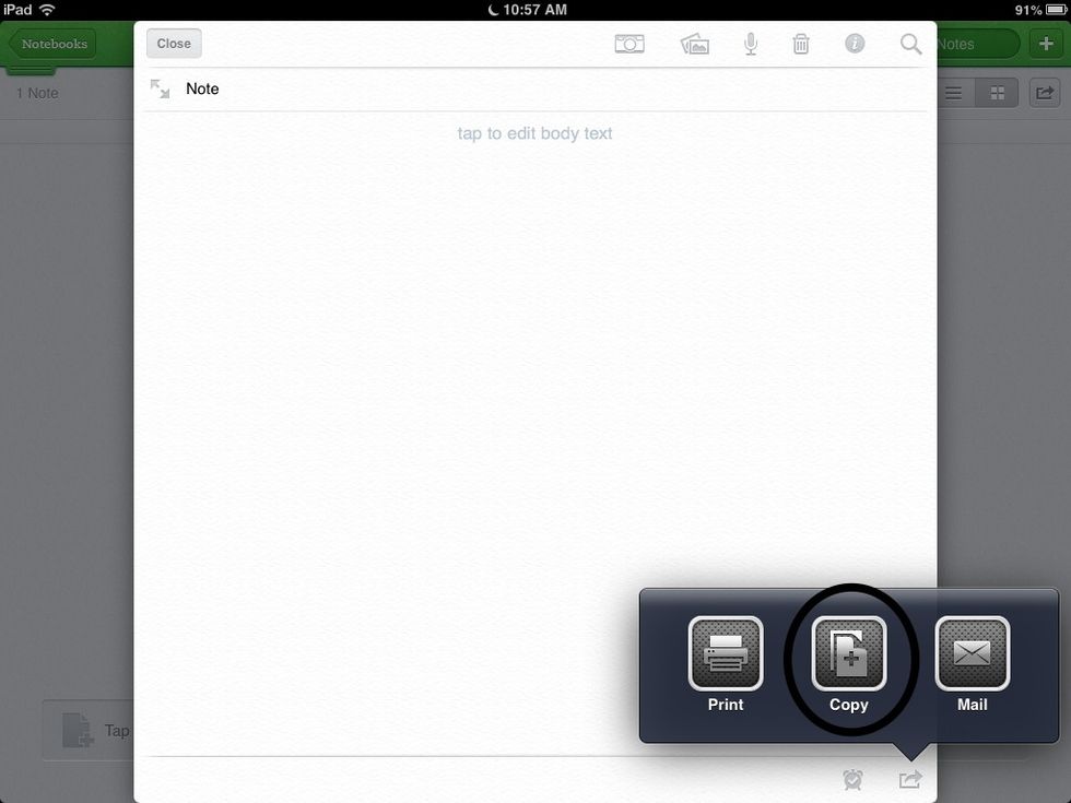 Step 3. After press the export button a tab will pop up, press the copy button.