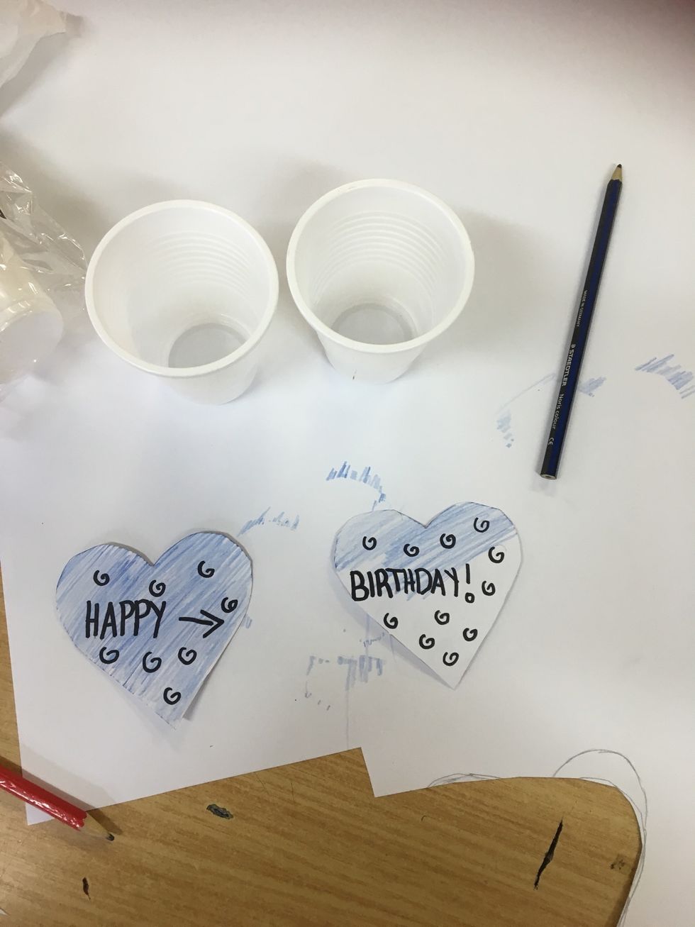 Step 3- Colour the shapes in and write a message of some sort.