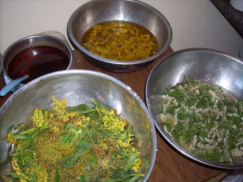 Step 3: Crush and boil wild flowers.