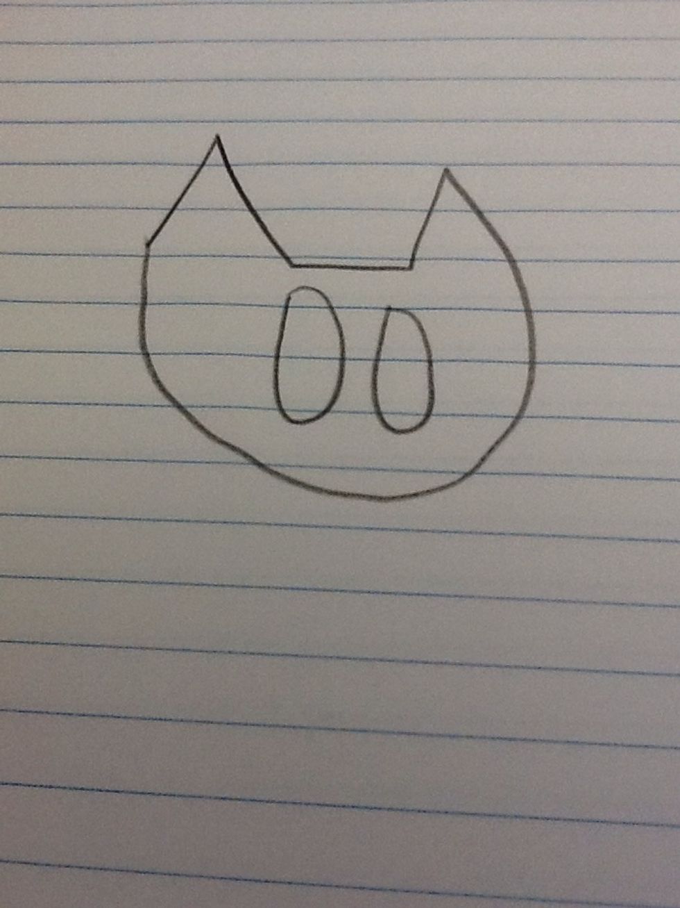 Step 3: Draw 2 ovals inside the face.