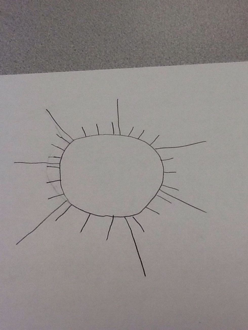 Step 3: Draw three smaller lines in between each line.