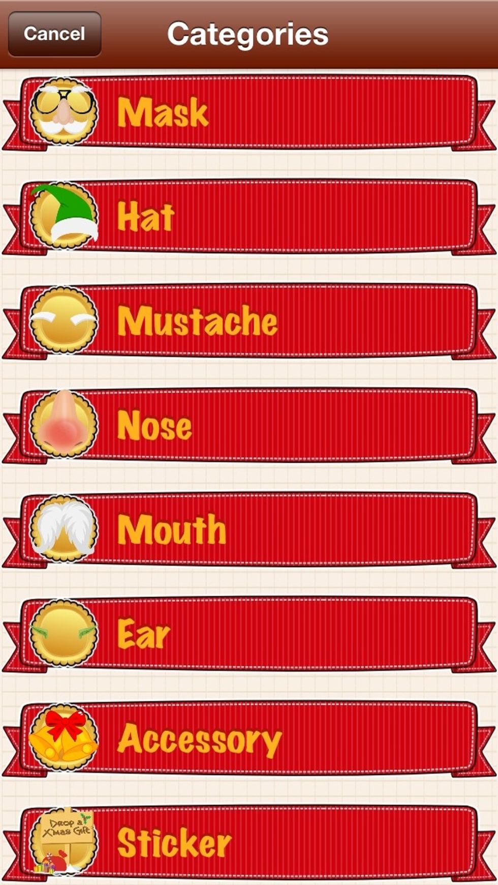 Step 3: Tap accessory button to select an accessory to make a decoration on your face.
