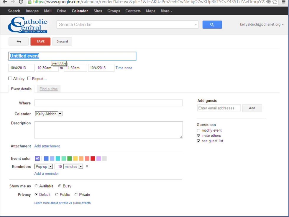 Step 3: Title what you want to label your event under "untitled event."