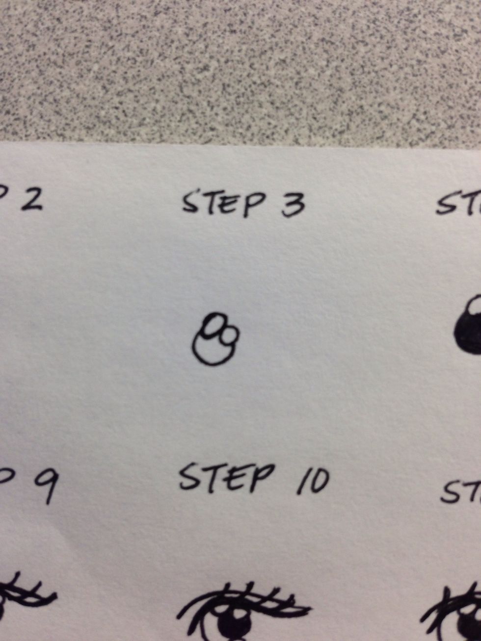 Step 3 (write) It looks like a figure 8 sideways right ? Now draw a u under the 8 this is going to be the pupil Wow look ur already drawing an eye ! :D next '!!!