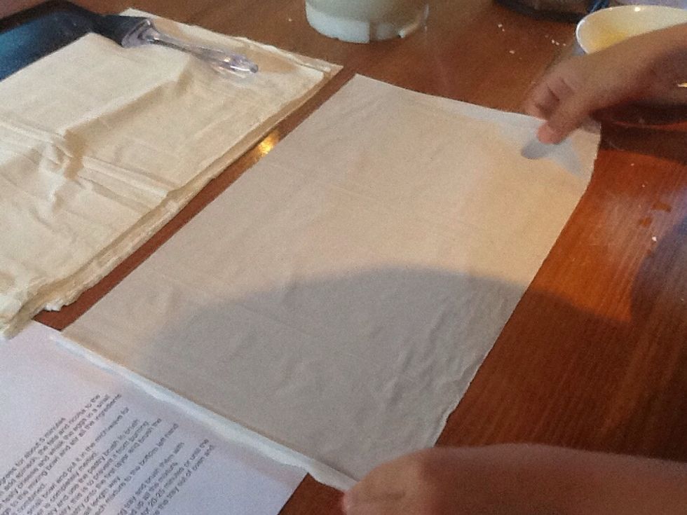 Step 3b) Lay out a pastry sheet.