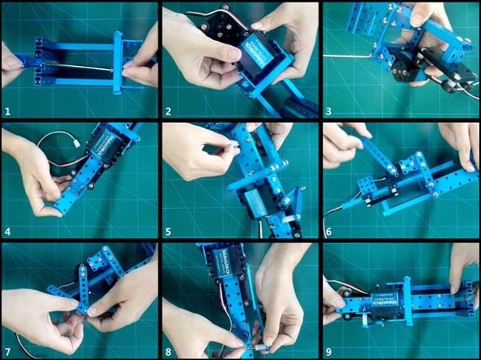 Step 4: Constructing Steps:(3)Fix Servo Motor Bracket and Servo (p1p2p3)