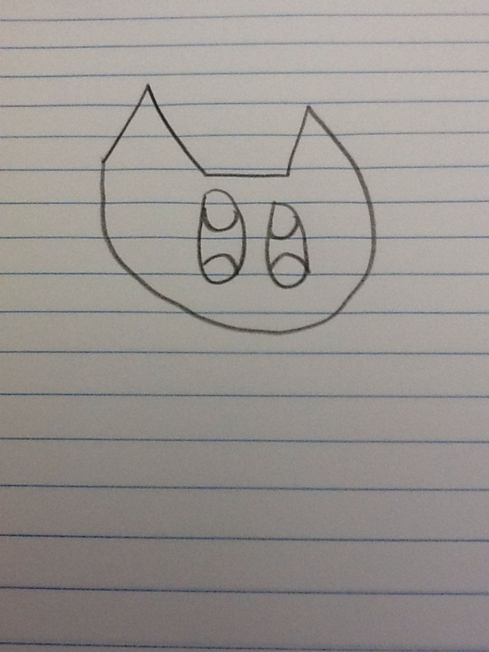 Step 4: Draw 2 half circles inside of each eye.