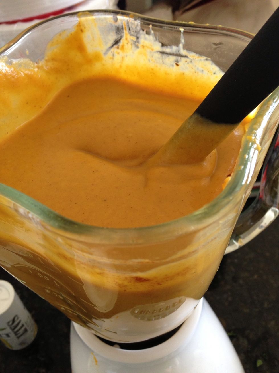 Step 4: In blender add: Roasted squash, coconut cream, salt, pumpkin pie spice and brown sugar or honey. Blend until smooth and creamy. TIP: Bisque can be thinned with cider to desired thickness.