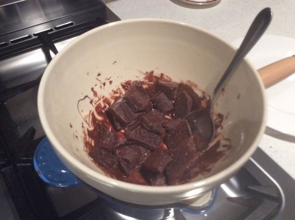 Step 4: once chocolate begins to melt, start stirring