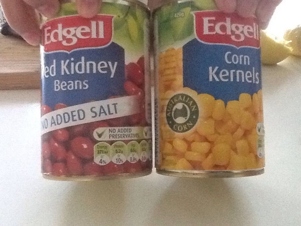 Step 4. Pour red beans and corn into a bowl. (Not the same as the sweet chilli sauce and lemon juice.)