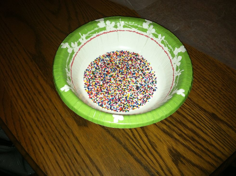 Step 4: Put sprinkles in a bowl.