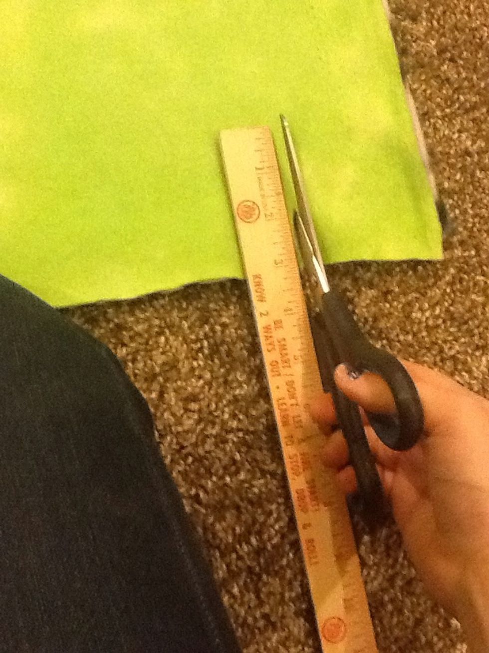 Step 4- Take your ruler an measure three inches high and cut three inches.
