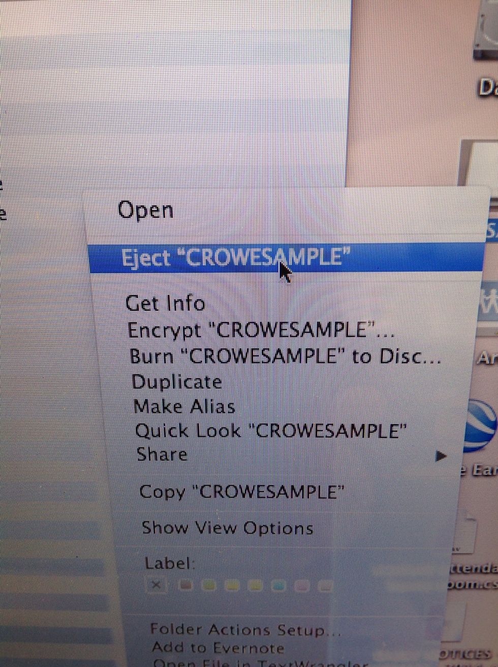 Step 4: when you are going to eject you right click on it and a list of options will come up, you the click eject and then pull it out
