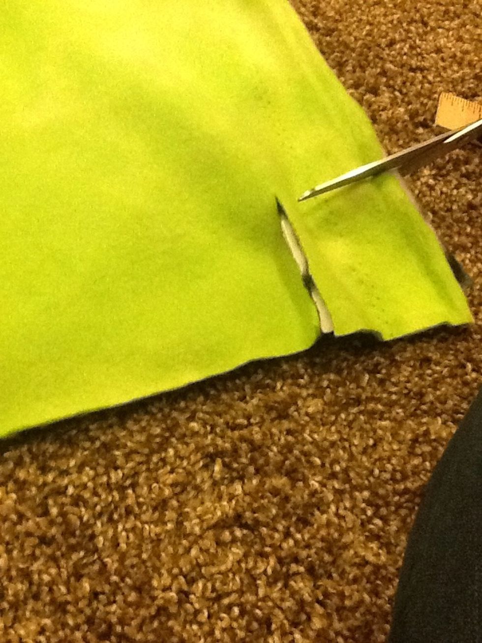 Step 5-Cut into where you have already cut before to cut out your square, remember you will be doing this on all four corners!