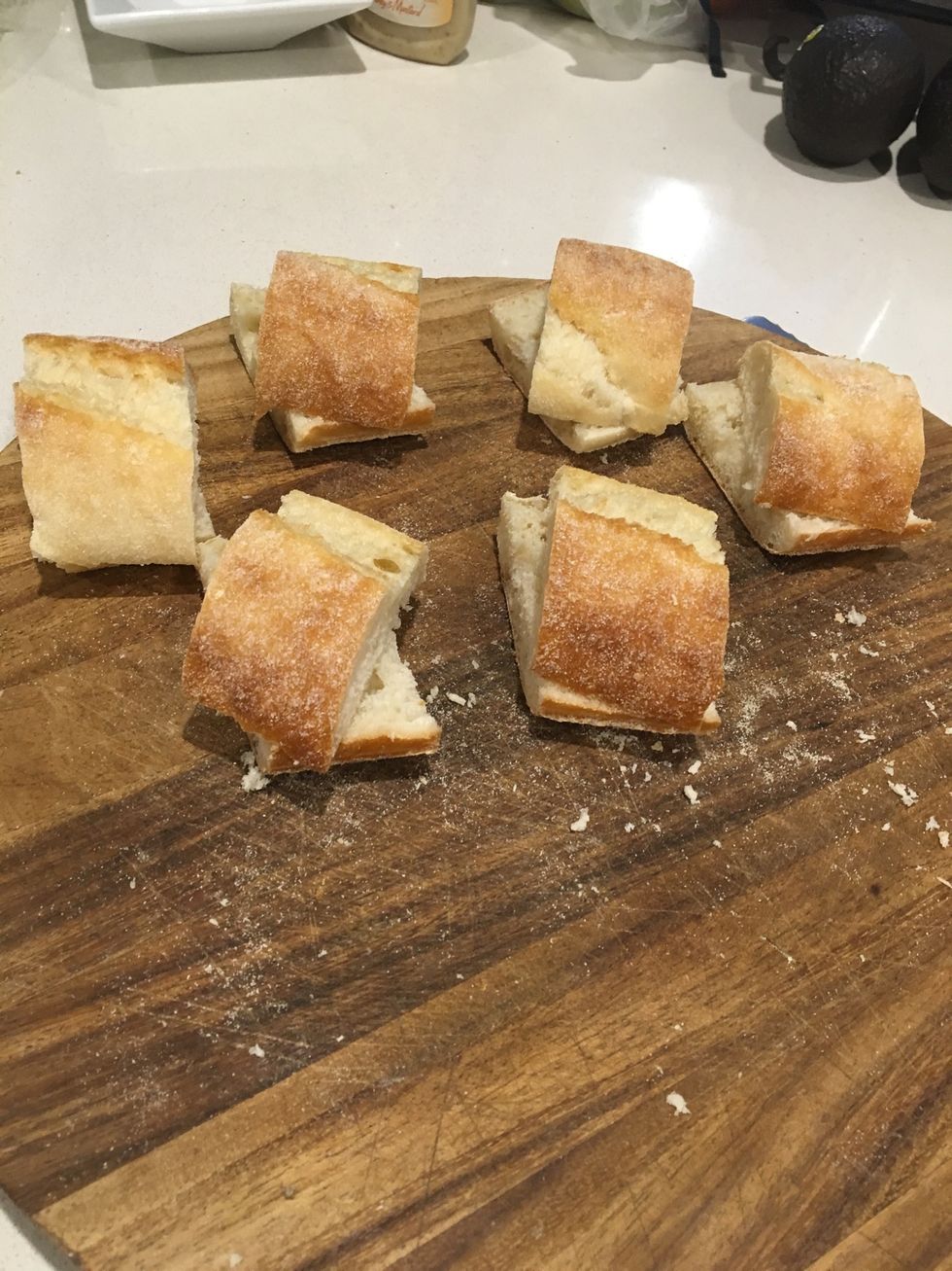 Step 5: Cut up the bread to get good sized buns for the turkey.